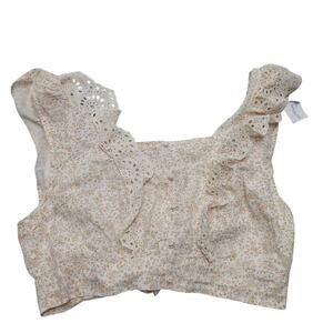 American Eagle Cottagecore boho crop pinafore ruffle top floral eyelet NWT